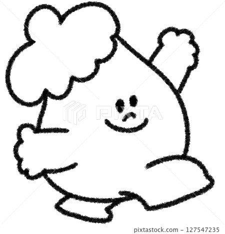 A cute illustration of a smiling eggplant running (monochrome) 127547235