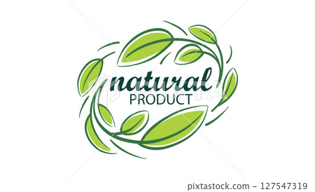 Vector logo of a natural product, hand-drawn in an artistic style 127547319