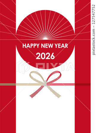 2026 Japanese-style sunrise New Year's card template 127547752