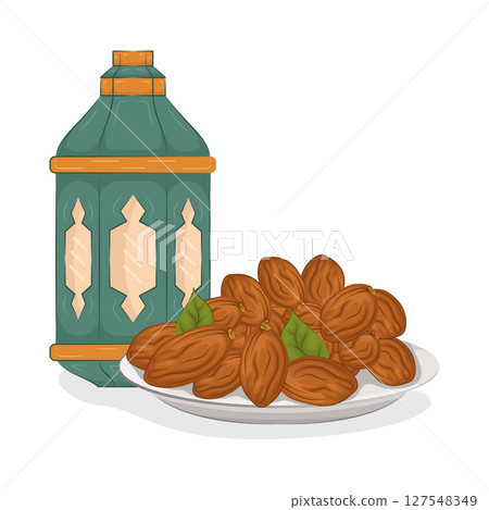 Illustration of Date fruit with lantern 127548349