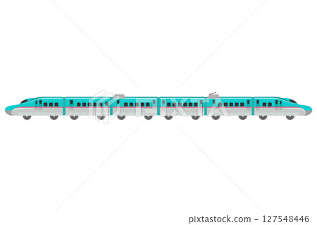 Illustration of six connected toy-style E5 series Shinkansen trains 127548446