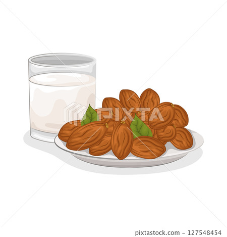 Illustration of Date fruit with milk  127548454