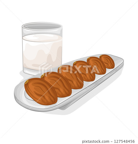 Illustration of Date fruit with milk Illustration of Date fruit with milk 127548456