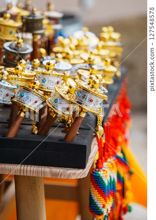 Colorful Tibetan Prayer Wheels for Sale 127548578