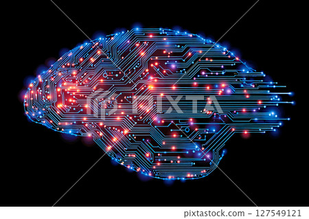 abstract ai brain formed from luminous circuits, symbol of intelligence and innovation 127549121
