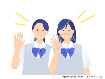 Vector illustration of a high school girl cheering in a summer blazer uniform 127549177