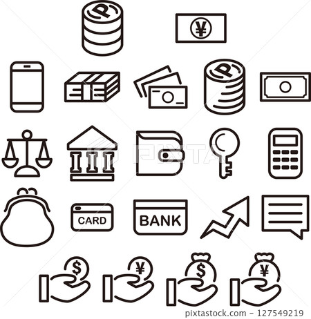 圖示商業貨幣金融象形文字線描裝飾簡單插畫素材集 圖示商業貨幣金融象形文字線描裝飾簡單插畫素材集 127549219