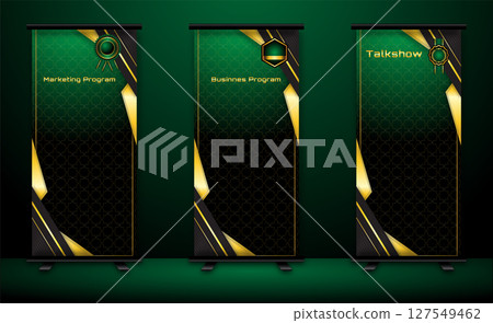 set of luxury black and gold roll up banner background 127549462