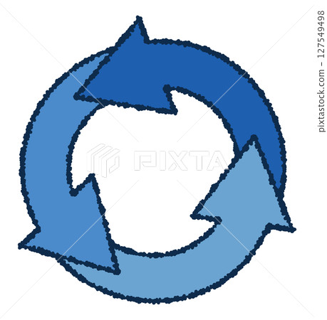 Spinning light blue circular arrow icon 127549498