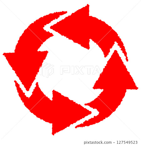 Spinning circular red arrow icon 127549523