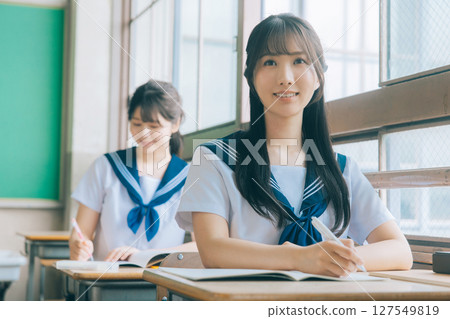 School girls in class School girls in class 127549819