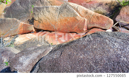 Rocky Stream with Smooth Granite Slopes and Lush Tropical Forest in Muntok Rocky Stream with Smooth Granite Slopes and Lush Tropical Forest in Muntok 127550085