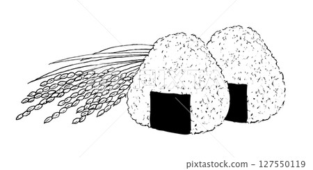 鋼筆畫飯糰和稻穗 127550119