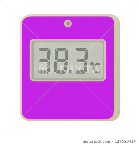 Illustration of a thermometer showing a heatstroke warning level of 38.3℃, digital thermometer material showing high temperature on a purple background, dangerous heat Illustration of a thermometer showing a heatstroke warning level of 38.3℃, digital thermometer material showing high temperature on a purple background, dangerous heat 127550414