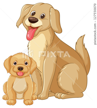 Adorable Cartoon Dogs in Playful Pose Adorable Cartoon Dogs in Playful Pose 127550870