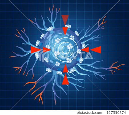 Abstract Illustration of Cancer Cell Structure 127550874