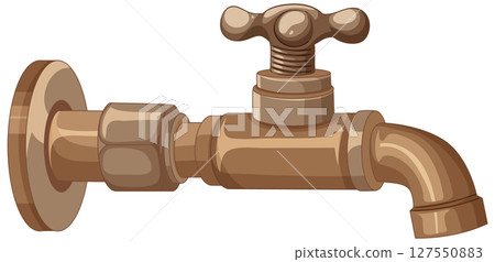 Vintage Brass Water Faucet Illustration Vintage Brass Water Faucet Illustration 127550883