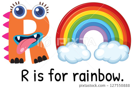 Playful Alphabet Illustration with Rainbow Theme Playful Alphabet Illustration with Rainbow Theme 127550888