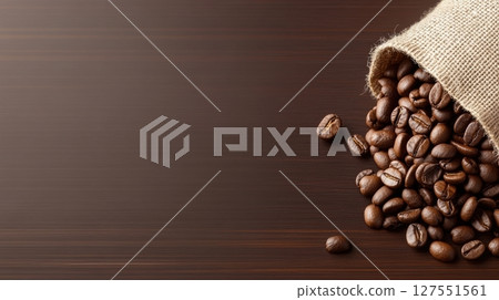 Eco Friendly Coffee Beans Packed in Neatly Stacked Bags 127551561