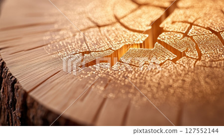 Close up Texture of Oak Bark with Engraved Data Streams and Eco Friendly Abstract Pattern 127552144