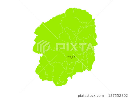 Map of Tochigi prefecture with administrative divisions 127552802