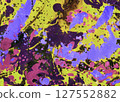 Funky lime and violet chaos in a vivid abstract splash with neon accents, ideal for playful modern prints, upbeat visuals, or edgy creative layouts 127552882