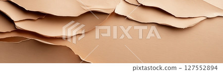 Soft Mocha Mousse Colored Paper Background with Abstract Folded and Layered Textures 127552894