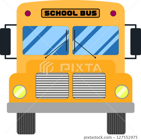 Yellow school bus seen from the front 127552975