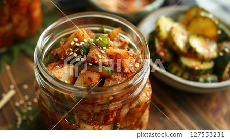 Traditional spicy kimchi with cucumber 127553231