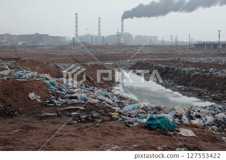 Dystopian Cityscape Reveals the Harsh Reality of Pollution in a Decaying Urban Environment 127553422