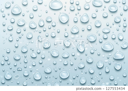 Seamless Texture Featuring Realistic Water Droplets Across a Pristine White Background 127553434