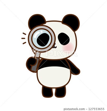 Illustration of a cute panda observing with a magnifying glass (vector) Illustration of a cute panda observing with a magnifying glass (vector) 127553655