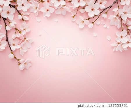 Watercolor Cherry Blossom Background with Copy Space Watercolor Cherry Blossom Background with Copy Space 127553761