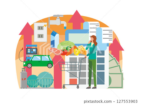 擔心物價上漲的女性 127553903