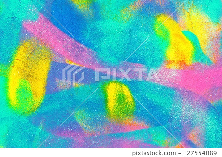 Vibrant Psychedelic Pastel Swirl in Neon Blue, Pink, Yellow for Retro 80s Style 127554089