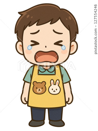 一名男幼兒園老師張著嘴哭泣 127554246