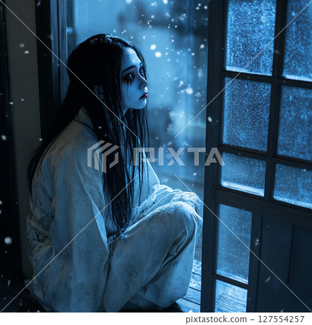 Snow Woman by the Window Snow Woman by the Window 127554257