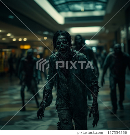 Zombies walking through a shopping mall (D) 127554266