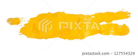 yellow watercolor background. Artistic hand paint. Isolated on transparent background. 127554329