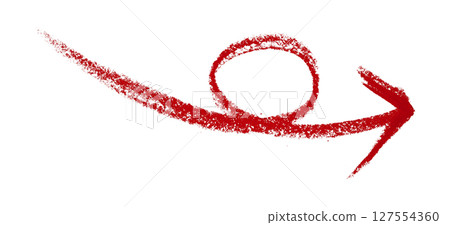 Red arrow symbol colored pencil isolated on transparent background 127554360