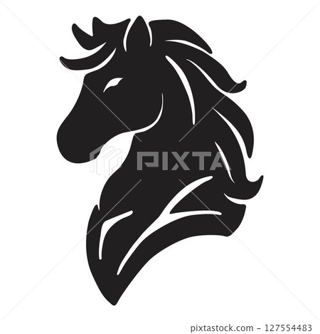 Silhouette black Decacorn Horse head Silhouette black Decacorn Horse head 127554483