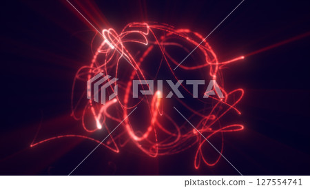 Intense red glowing abstract sphere of swirling light lines, representing energy, speed, and futuristic concepts Intense red glowing abstract sphere of swirling light lines, representing energy, speed, and futuristic concepts 127554741