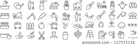 一組向量單色園藝線圖標 127555138