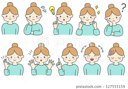 各種姿勢的女人的簡單插圖 各種姿勢的女人的簡單插圖 127555159