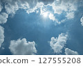 藍天白雲晴朗天空太陽星芒自然景色 127555208