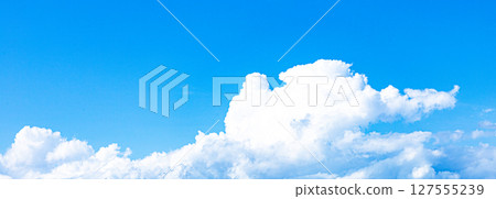 A simple summer scene with blue skies and white clouds A simple summer scene with blue skies and white clouds 127555239