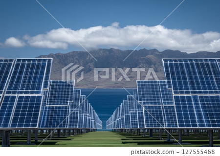 Alternative electricity sources, including solar panels and photovoltaic technology, illustrate the concept of sustainable resources Alternative electricity sources, including solar panels and photovoltaic technology, illustrate the concept of sustainable resources 127555468