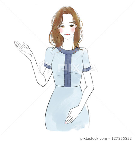 Illustration of a smiling receptionist giving directions 127555532