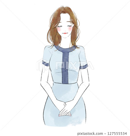 Illustration of a receptionist bowing politely 127555534