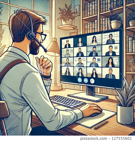 A web meeting using telework A web meeting using telework 127555601